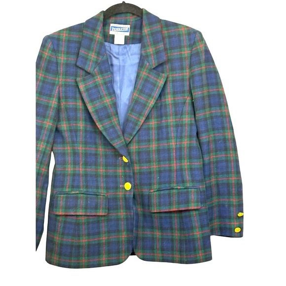 Pendleton argyle Tartan plaid blazer, 4P, academia, preppy, vintage 90s - Picture 1 of 4